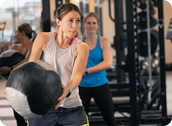 Woman with a medicine ball
